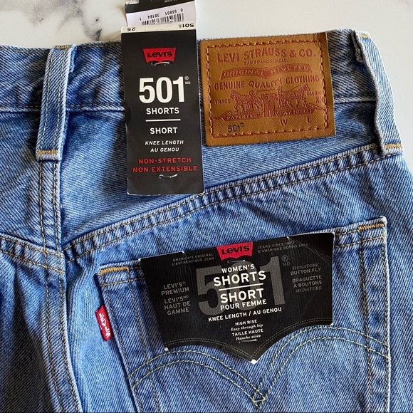 NEW Levi’s 501 Mid Thigh Distressed Jean Shorts 25 - Picture 8 of 13
